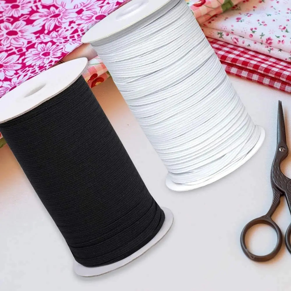 160 Yards Black Flat Elastic Band Heavy Stretch High Elasticity Knit Elastic Band for Sewing Crafting (3mm) Qme