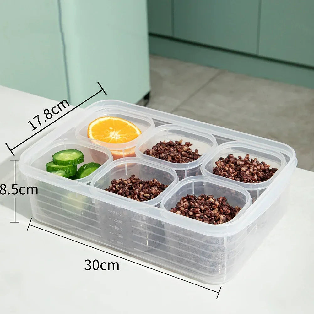 6 Compartment Food Storage Container Lid Refrigerator Fresh-keeping Qme