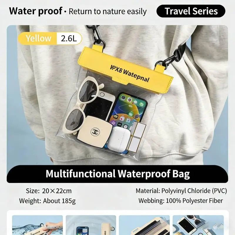 Universal Waterproof Phone Pouch Transparent Window Full Touch Qme Yellow