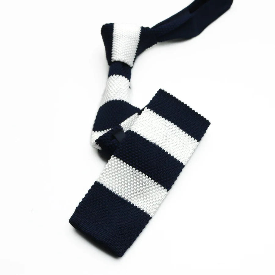 Striped Knitted Tie Casual and Fashionable Flat Head Tie 7CM Tie Colorful Personalized Trendy Manual Knot Tie Campus Style Qme 05