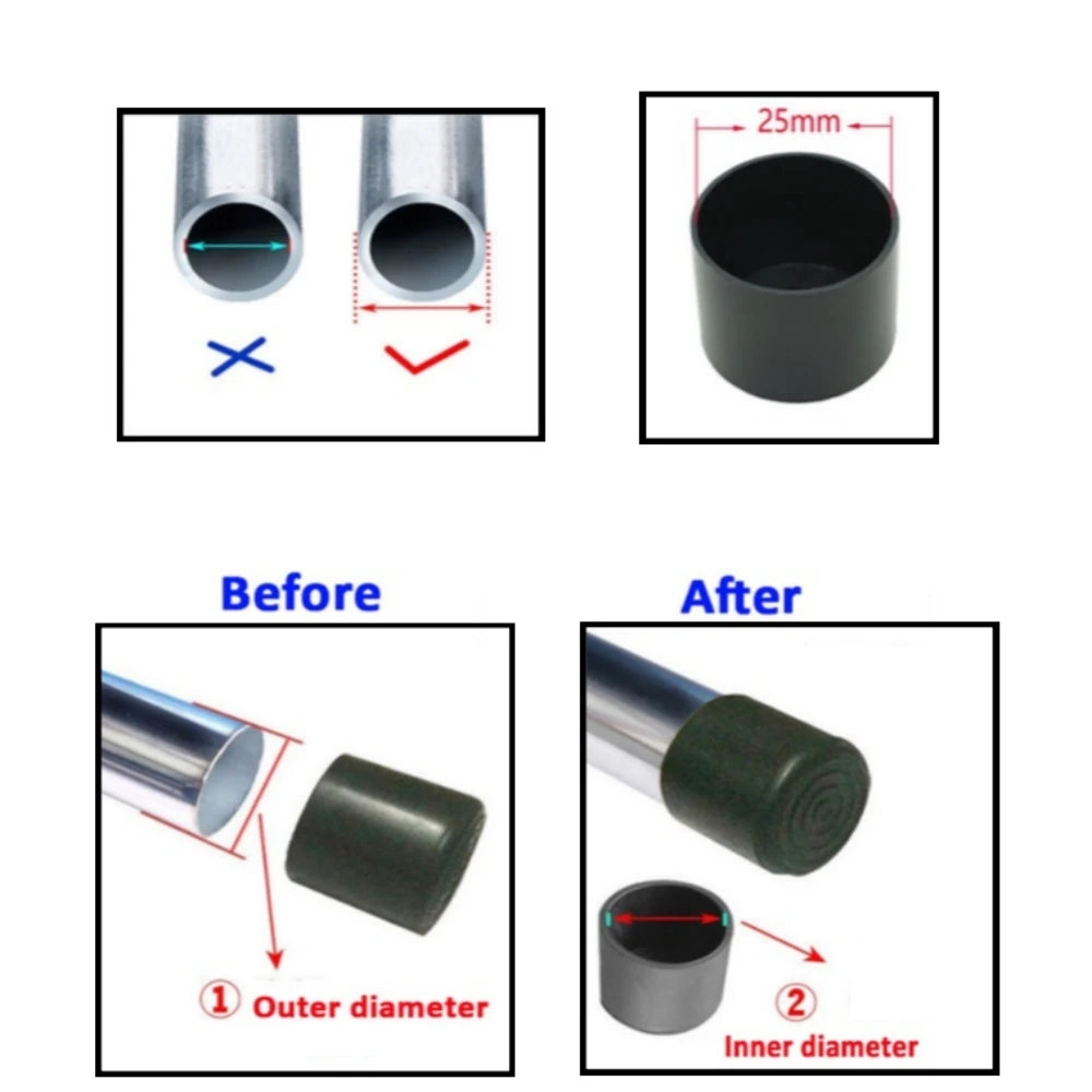 16Pcs Silicone Table Chair Leg Tips Caps Black/Transparent Non-slip Floor Protector Furniture Bottom Reduce Noise End Covers Qme