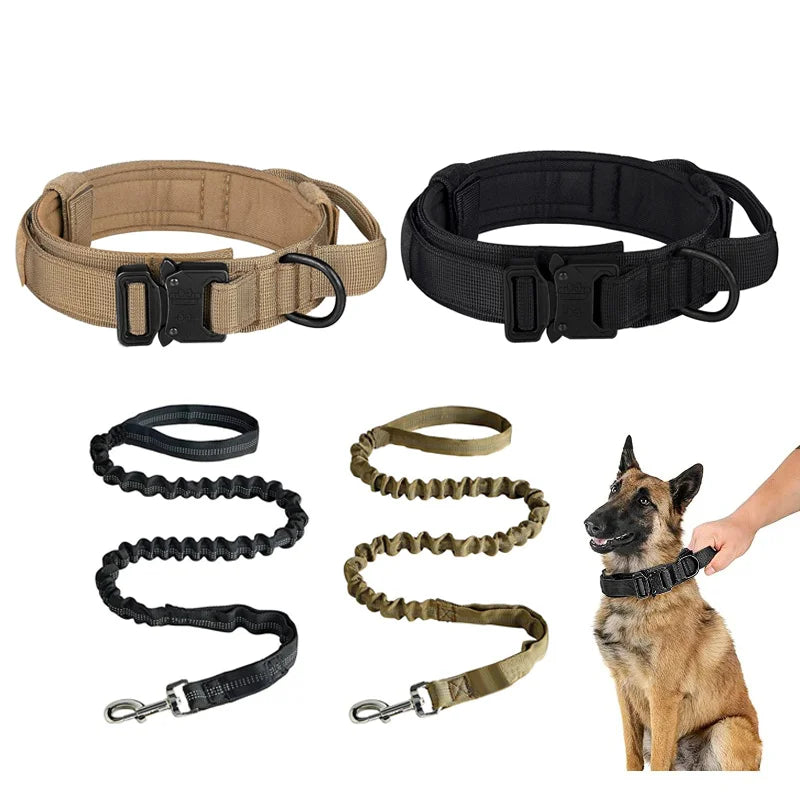 Tactics Dog Collar Control Handle Adjustable Training Nylon Heavy Qme