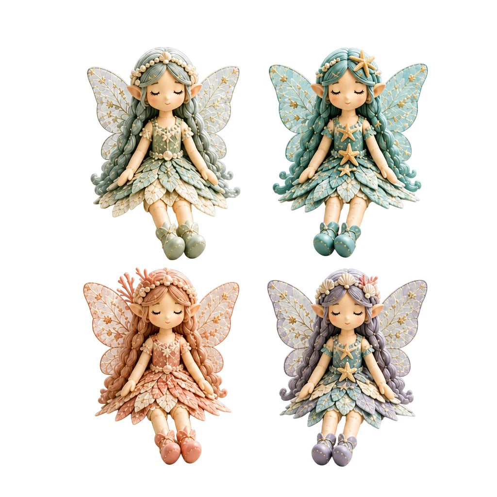 4Pcs Fairy Patchwork DIY Collection Handmade Make Winged Fairies Cloth Figurine Fairy Patchwork Sewing Kit Gift for Craft Lovers Qme E