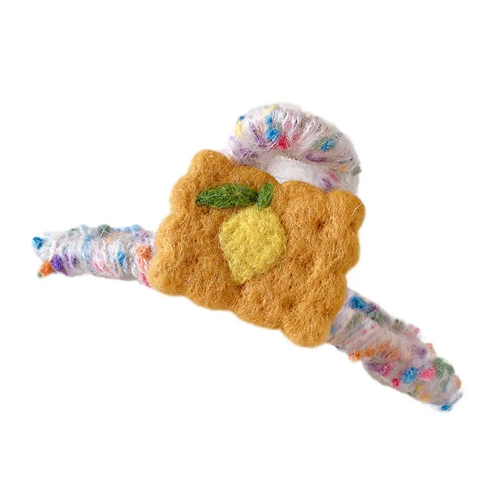 Autumn Hair Clips Plush Shark Claws Large Barrettes Crab Claw Faux Qme yellow lemon China Mainland
