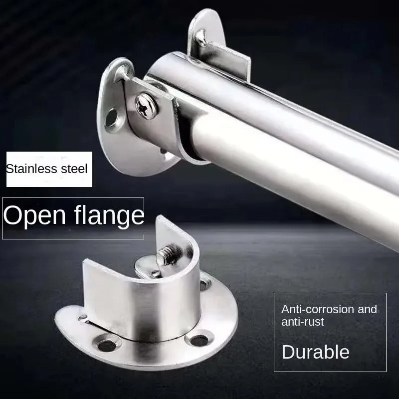 304 stainless steel flange seat wardrobe hanger fixing rod hardware accessories curtain rod tube hook fixing support bracket sea Qme