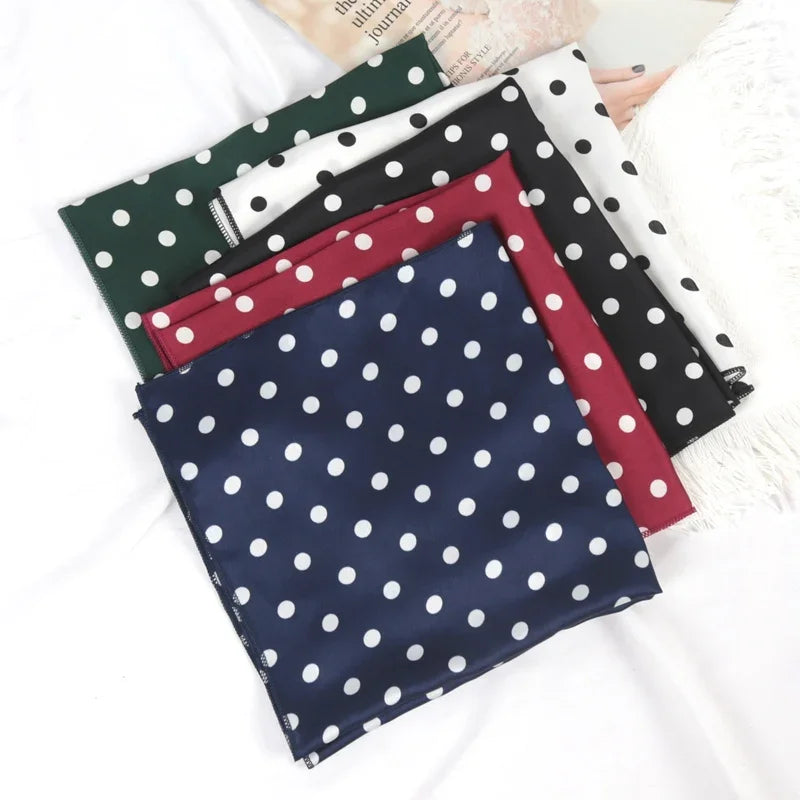 Women Breathable Fashion Dot Small Neck Square Scarfs Office Lady Qme
