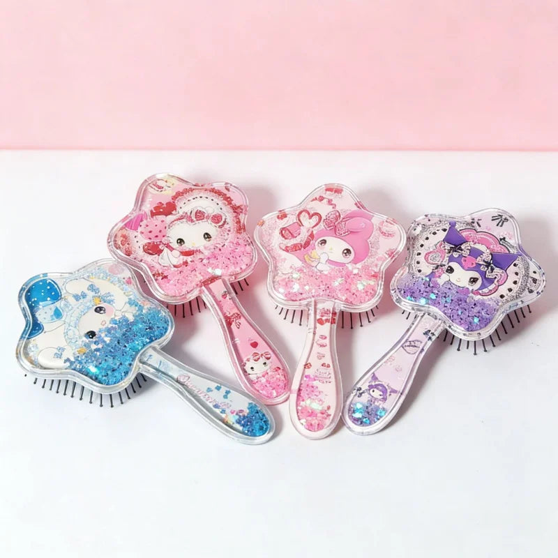 Hello Kitty New Five-Pointed Star Fluffy Cushion Comb Cute Cartoon-Style Detangling and Massaging Comb Air-Cushion Comb Qme