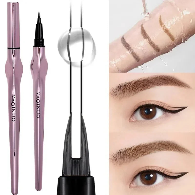2Points Eyebrow Pencil Long Lasting Easy To Grip Eyebrow Tattoo Waterproof Thin Liquid Lying Silkworm Brow Pen Korean Makeup Qme