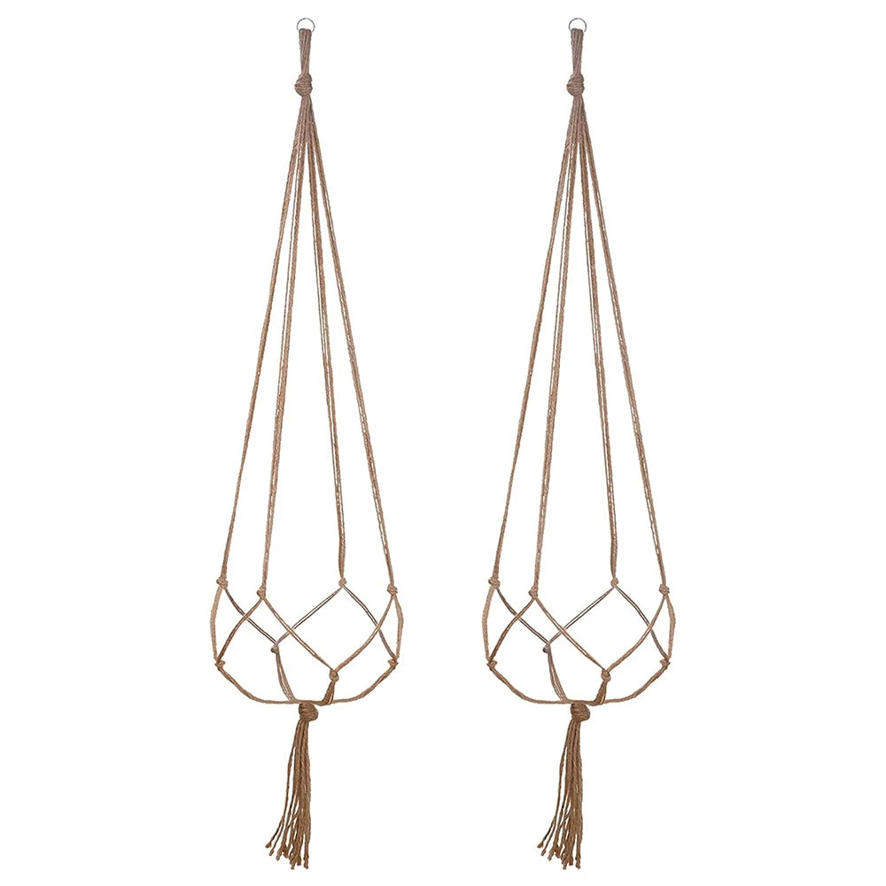 1PC Creative Woven Garden Flowerpot Net Cotton Hemp Rope Hand-Woven Simple Indoor And Outdoor Hanging Wall Qme