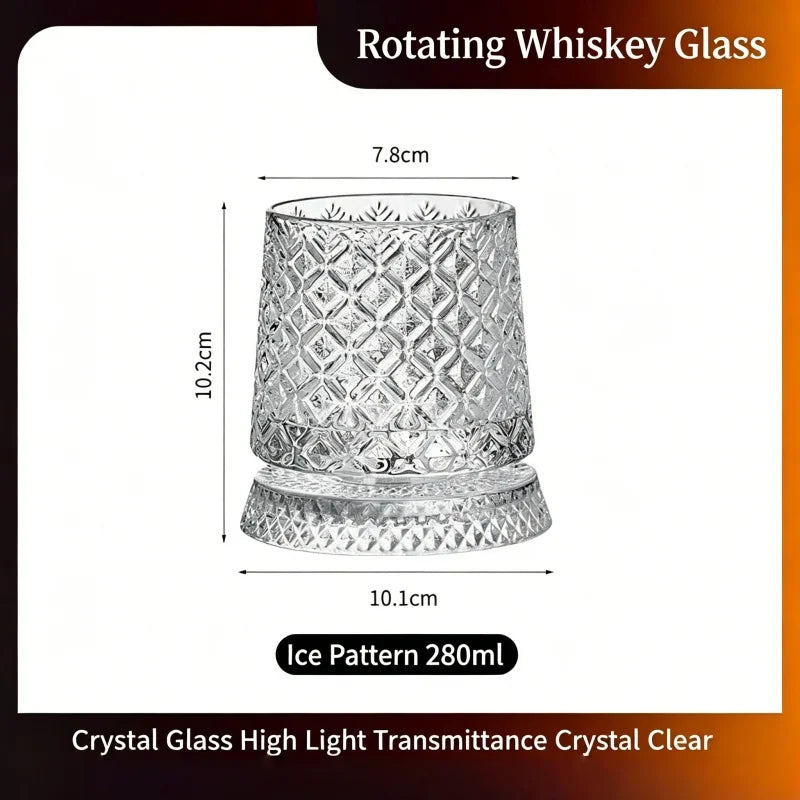 280ml Rotating Whiskey Glass Crystal Rum Glass Cocktail Party Drinking Gift Creative Crystal Premium Beer Glass Qme C 260ml