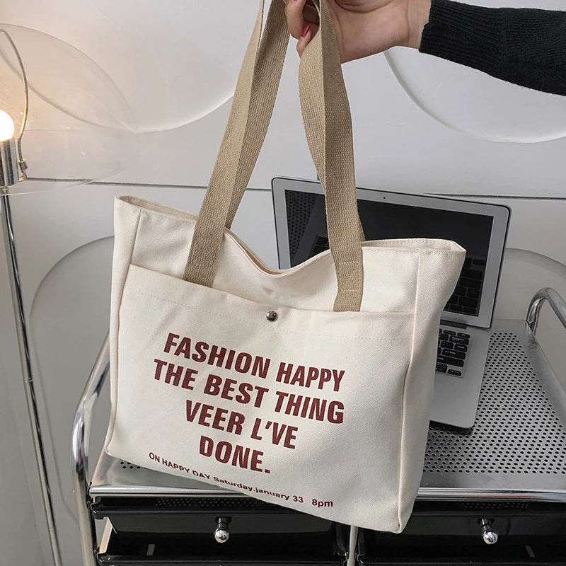 Student Classes Commute Laptop Carrying Bag Casual Handbags Canvas Qme