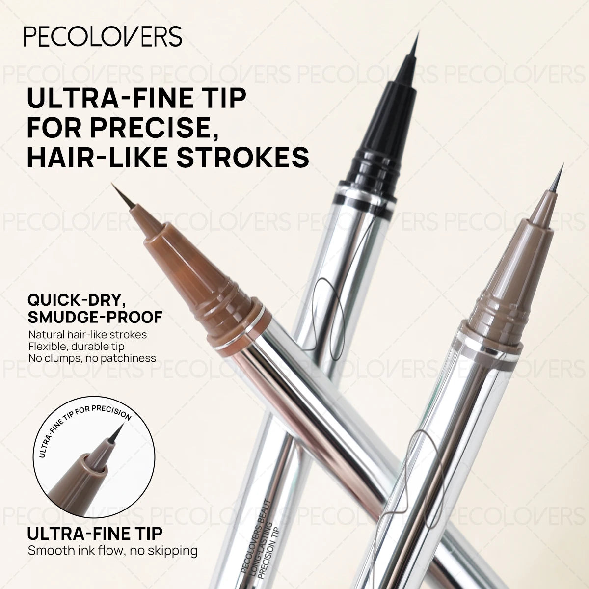 Liquid Eyebrow Pencil Soft Mist Black Gray Brown Waterproof Qme