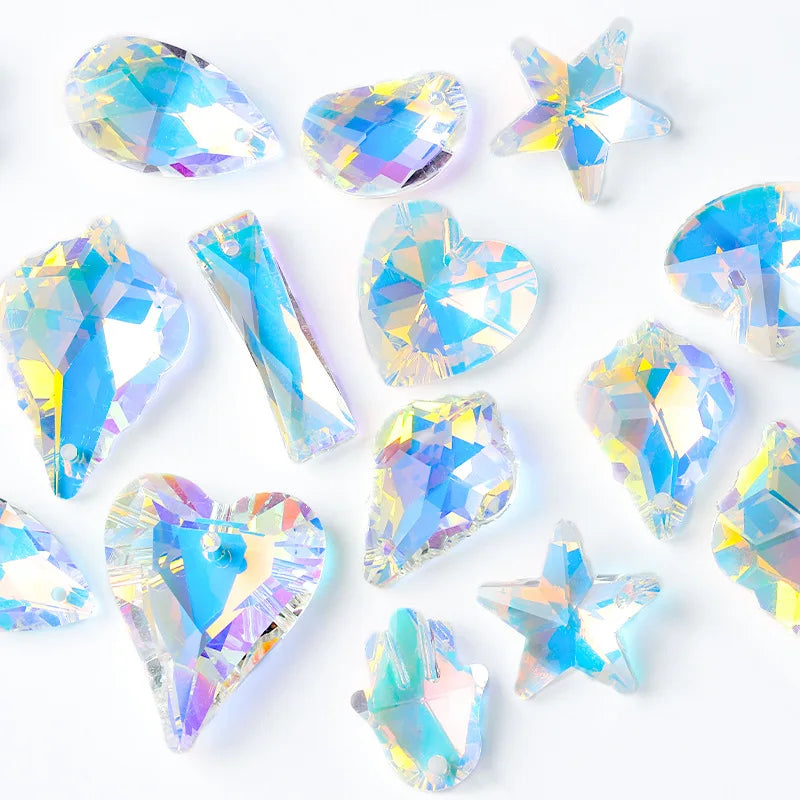AB Color Shiny Crystal Charms Pendants Loose Beads for Necklace Bracelet Earring DIY Crafting Jewelry Accessory Making Supplies Qme