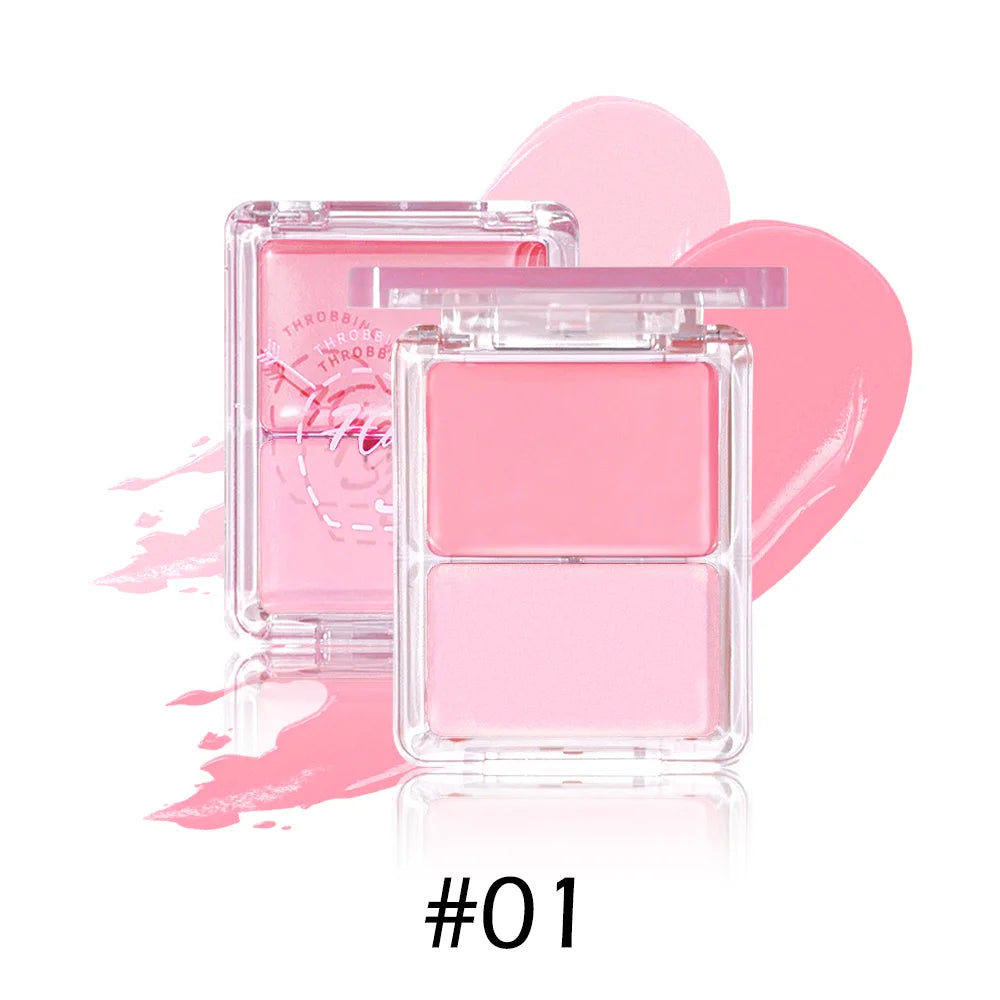 Two-tone Dewy Blush Palette Glow Matte Duo Easy Blend Long-wear Qme 01 Rosa Sternenstaub