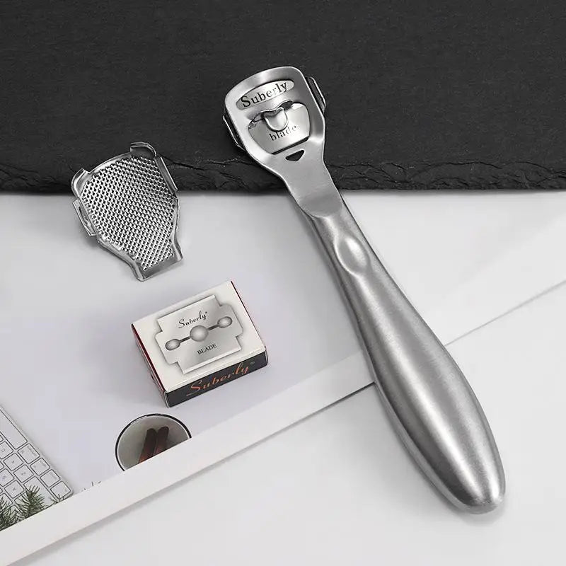 Stainless Steel Foot Callus Shaver 10 Blades Extra File Head Qme