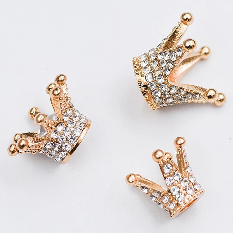 2 Dollhouse Miniature Gold Mini Alloy Crown Rhinestone Princess Small Qme