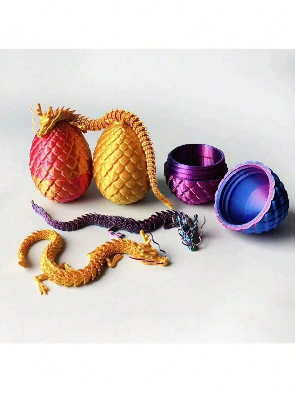 3D Printed Dragon Eggs Inside Rainbow Articulated Toys Crystal Red Qme