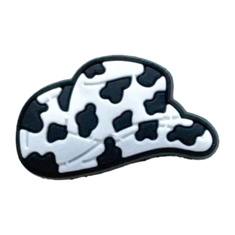 New Black White Shoe Charms Leopard print Football Denim Cap Shoe Decorations DIY Detachable buckle Shoes accessories Qme Type17 CN