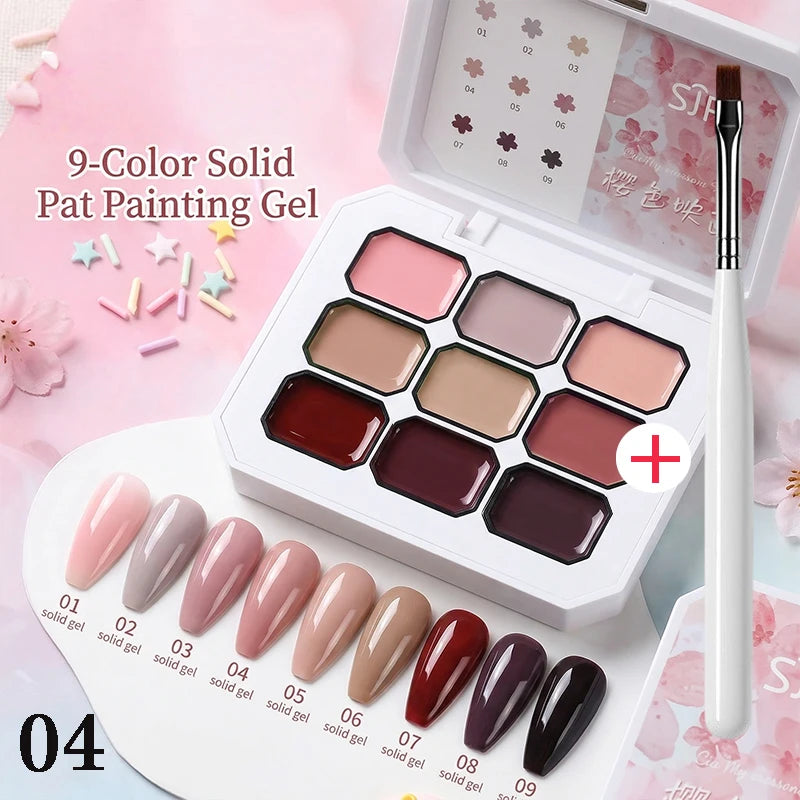 9 12Colors Macaron Gypsum Painting Nail Polish Patting Smudge Canned Qme 04