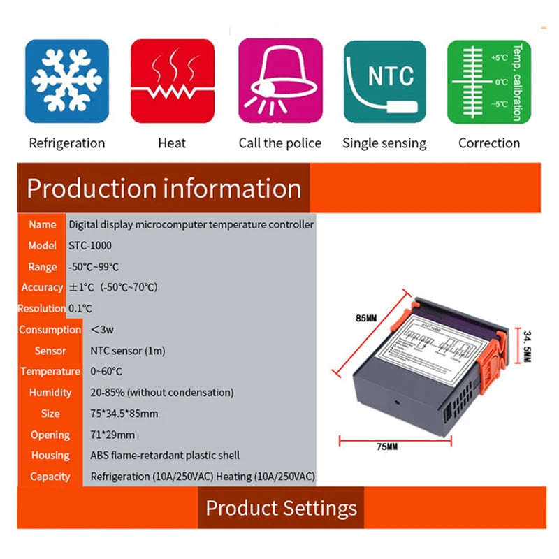 STC-1000 LED Digital Temperature Controller Thermostat Qme