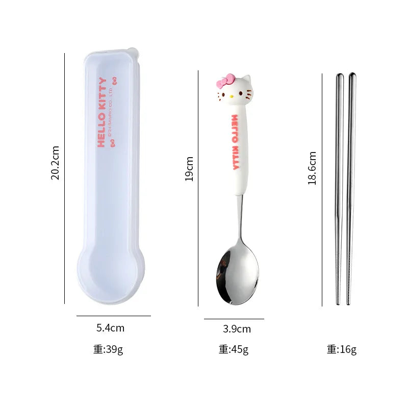 Hello Kitty Kuromi Spoon and Chopsticks Cute and Cartoon-Style Portable Cutlery Set Qme 5