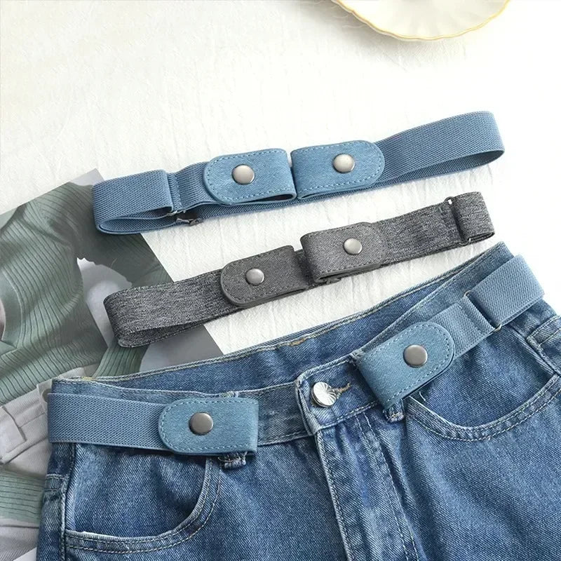 Canvas Adjustable Elastic Waist Band Invisible Belt Buckle-free Belts Qme