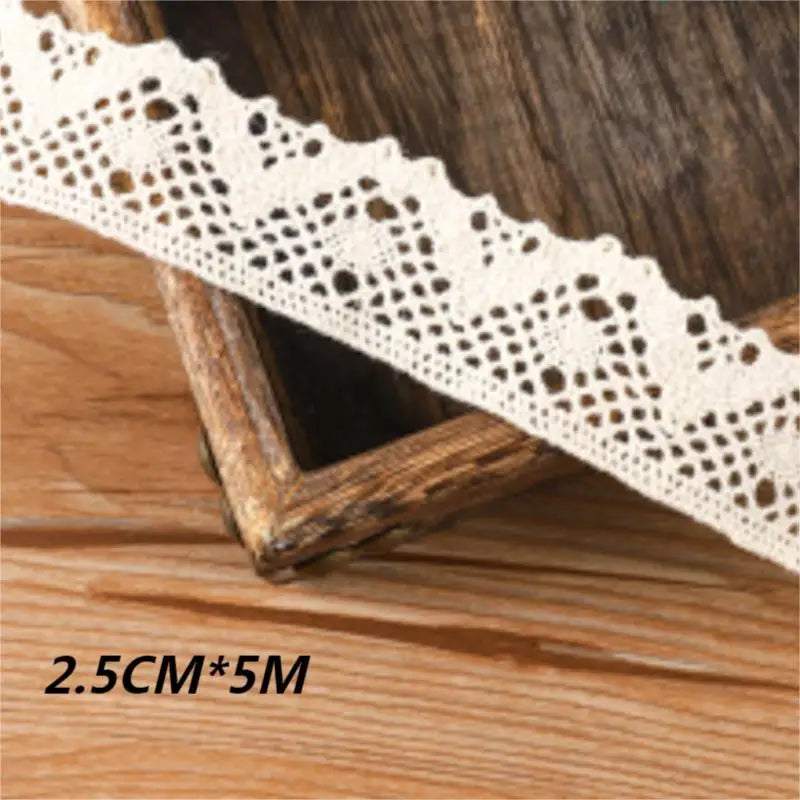 5Meter Roll White Cotton Embroidered Lace Net Ribbons Fabric Trim DIY Decorate Sewing Handmade Craft Materials Bow Qme 2.5cm x 5m B