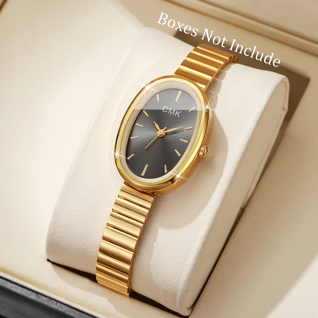 Moda oval dial relógios femininos pulseira ultra-fina analógico relógio de pulso de quartzo meninas reloj mujer (sem caixa) Qme 2