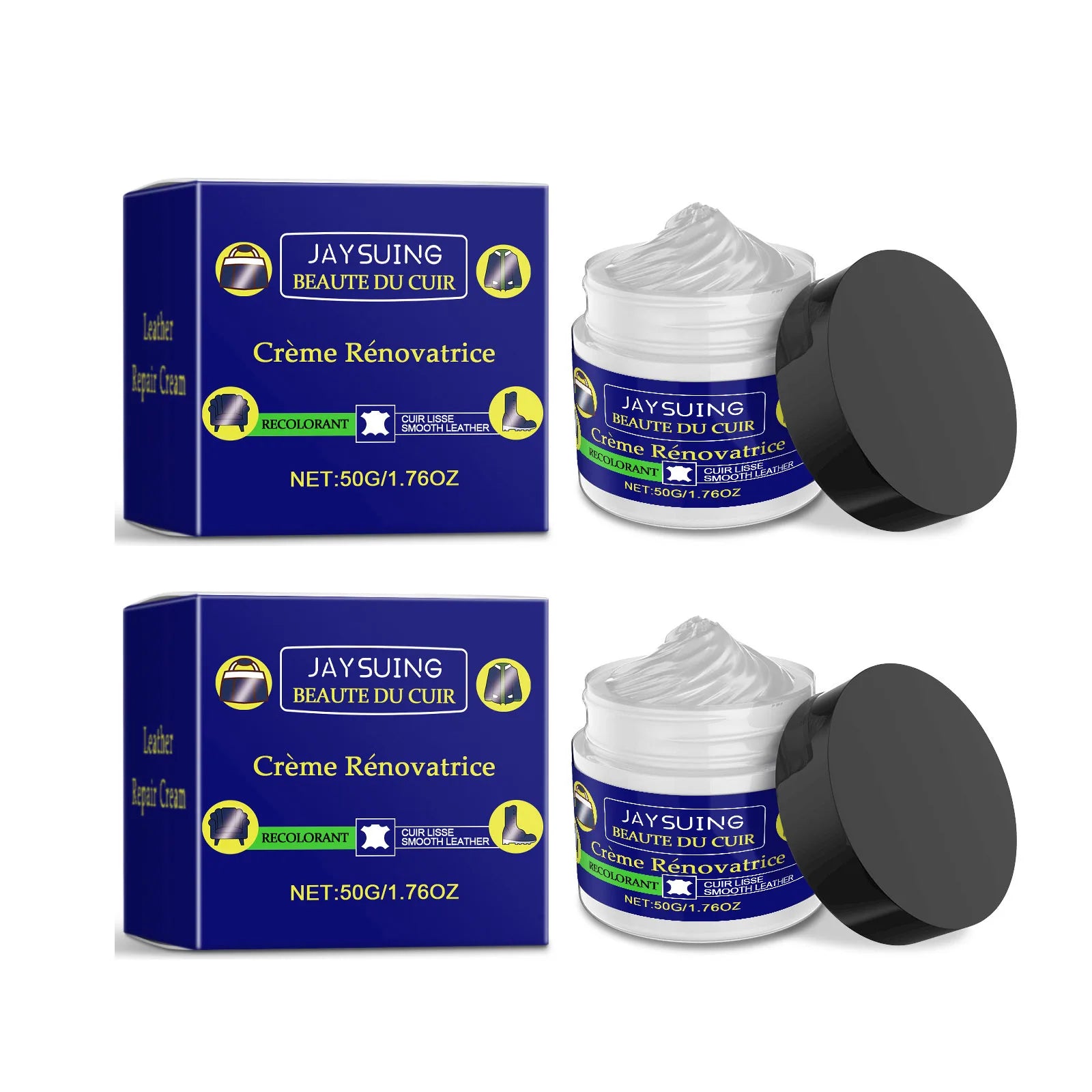 Leather Repair Cream Easily Repair Leather Scratches Restoring Leather's Smooth Surface Extend Service Life Leather Repair Salve Qme 2 x 50g Boxed