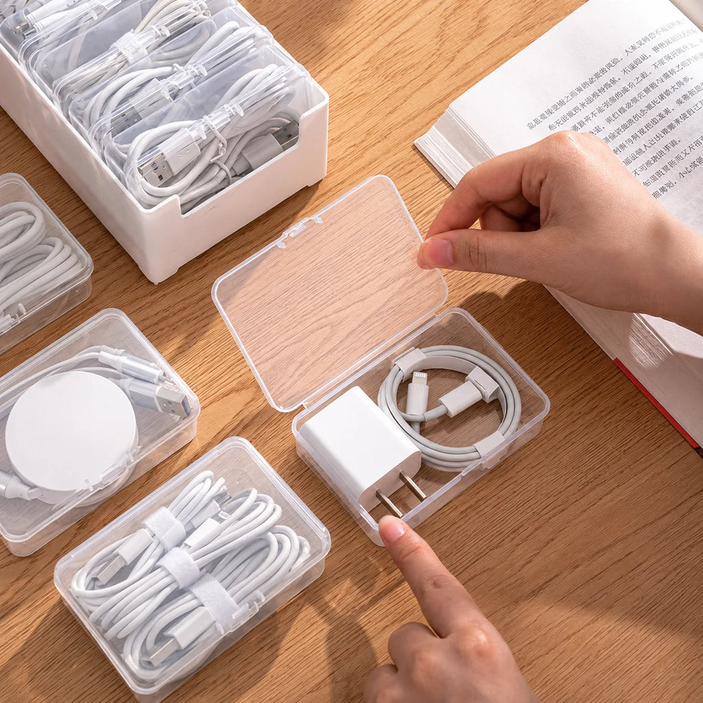 1/3Pcs Thickened Plastic Cable Box Household Storage Organizer to Sort Straps Mobile Devices and Office Sundries Qme