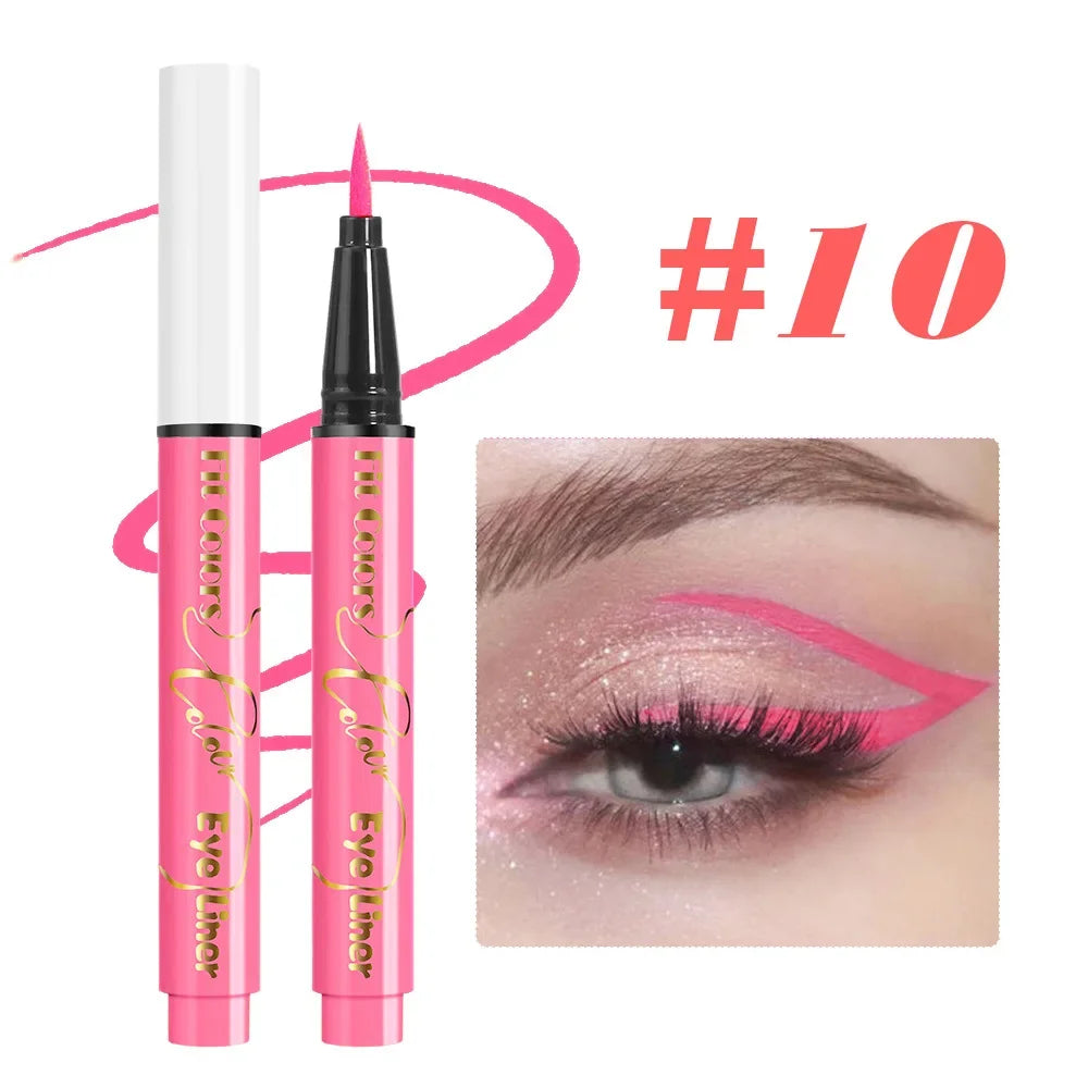 12Colors Liquid Eyeliner Neon Colored Halloween Liner Eyeliner Pen Waterproof UV Blacklight Fluorescent Face Body Paint Makeup Qme 10