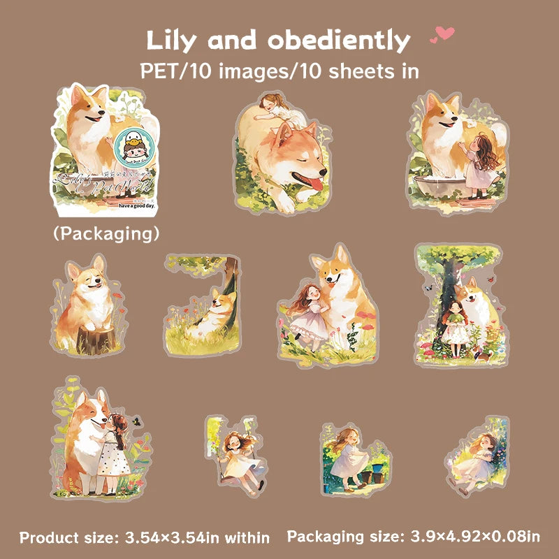 10sheets/bag Kawaii Characters and Pets Theme PET Sticker Pack for Scrapbooking Journaling DIY Photo Frame Collage Decoration Qme 5
