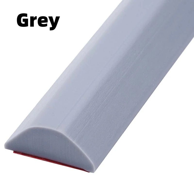 New Silicone Bathroom Water Stopper Dry Wet Separation Sealing Strips Self-adhesive Shower Drain Splash Prevention Water Dam Qme Grey 150cm