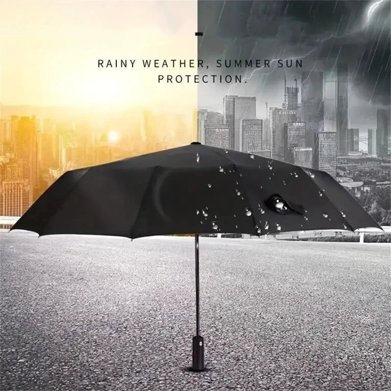 Semi Automatic 3-Fold Umbrella Durable 12-Bone Frame UV-Resistant Qme