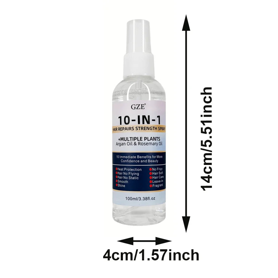 GZE 10 IN 1 Leave In Conditioner Silkening Spray with Argan Oil & Rosemary Oil, Hair Repair & Strength Spray, Anti Frizz Qme