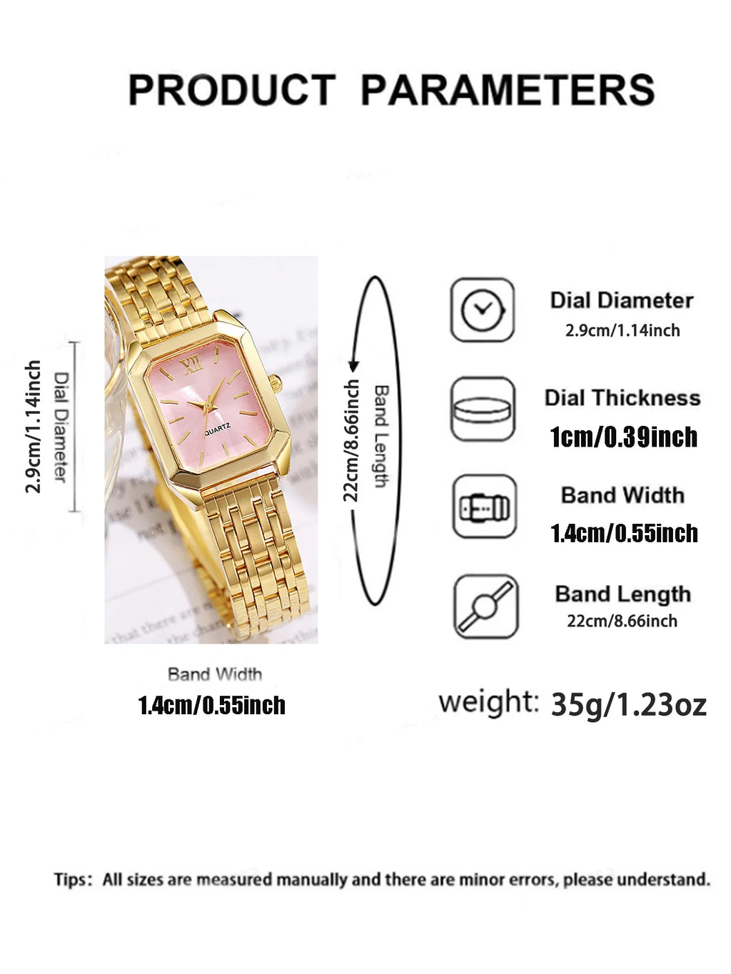 Fashion Light Luxury Square Dial Alloy Strap Women's Quartz Watch Jewelry Set 6 Piece Set for Holiday Gifts Qme