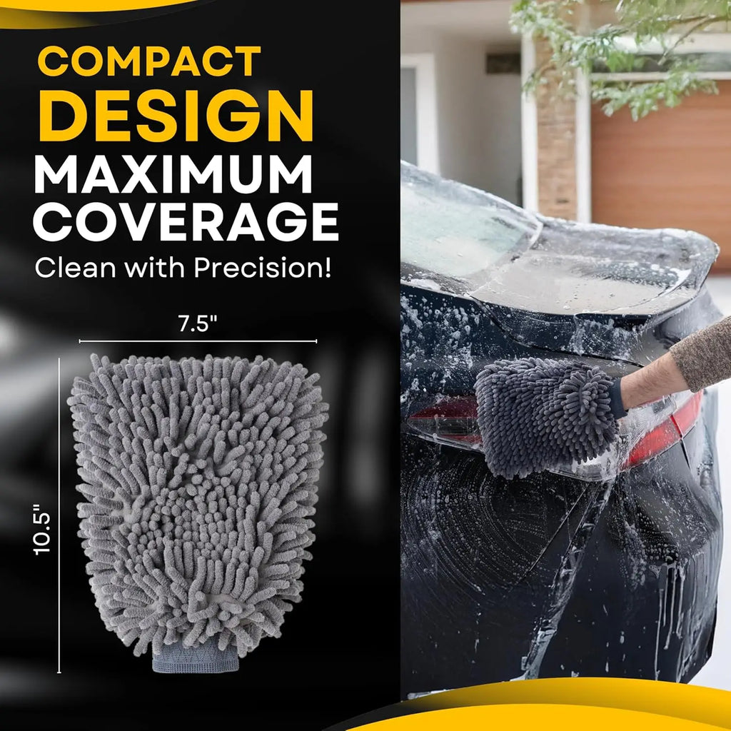 Car Wash Mitt, 2PACK Chenille Microfiber Wash Mitt, Scratch-Free & Lint-Free, Rich Foam, Highly Absorbent, Double Sided, Wash Mi Qme
