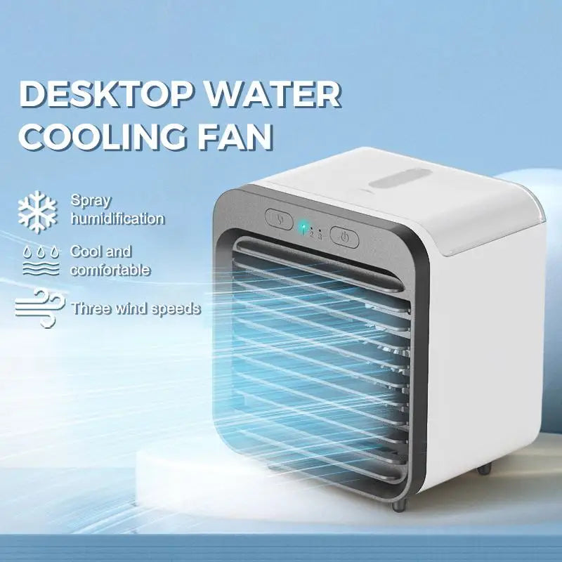Portable USB Chargeable Mini 3 Gear Air Conditioner Cooler Fan Air Conditioner Air Cooling Office Desktop Fan Parts Qme