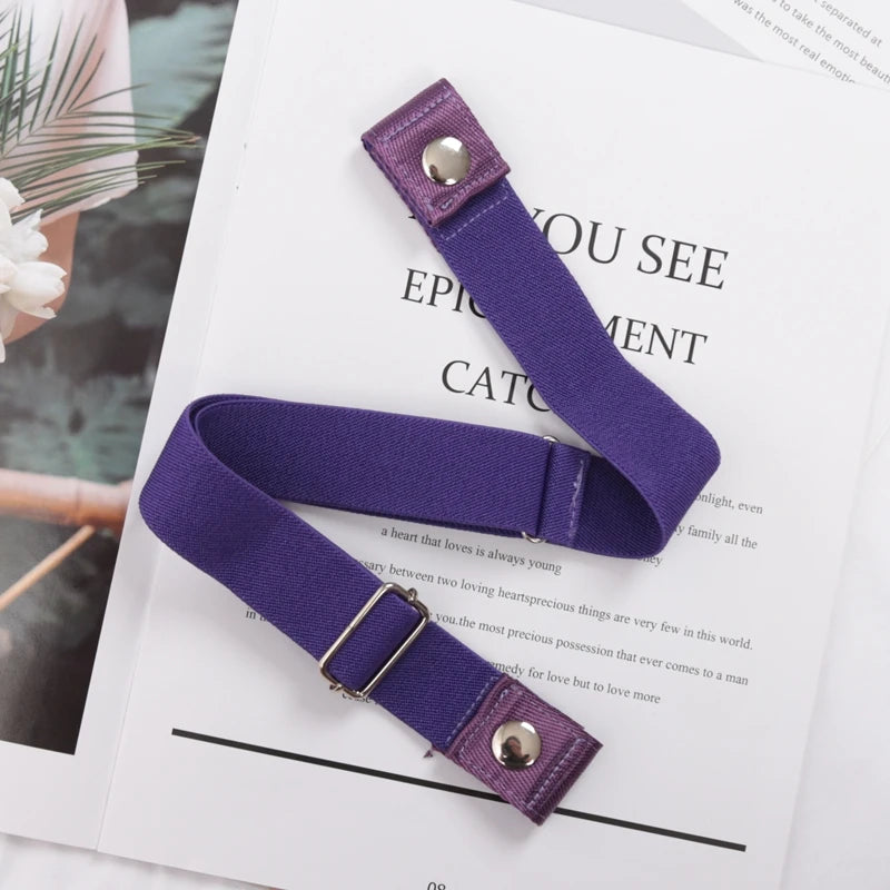 Buckle-free Elastic Invisible Belt Women Without Buckle Jeans Easy Qme PURPLE 60-95cm China Mainland
