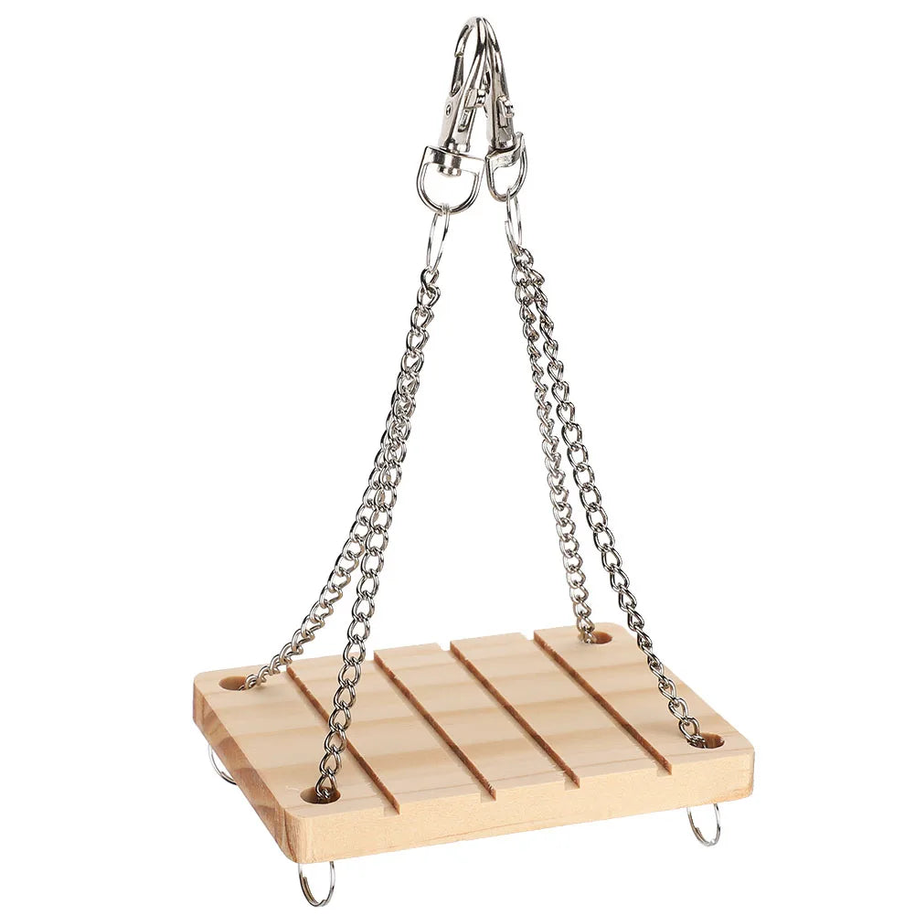 Wooden Hamster Swing Hammock Hanging Cage Toy Small Pet Exercise Bed for Hamster Gerbil Mouse Cage Accessories Chew Molar Toy Qme