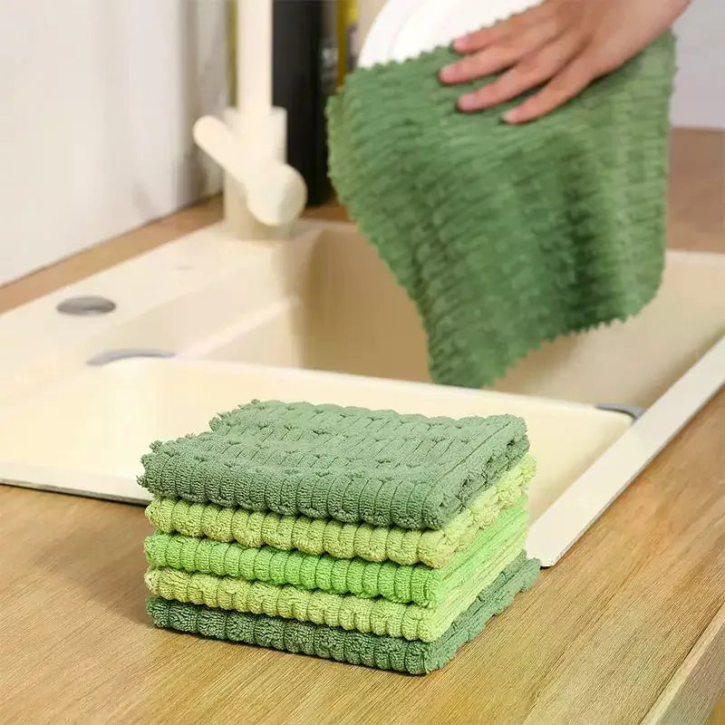 10pcs Microfiber Dish Cloths Multi Purpose Dishwashing Towels For Tableware Double Sided Cleaning Rags Tool Kitchen Accessories Qme
