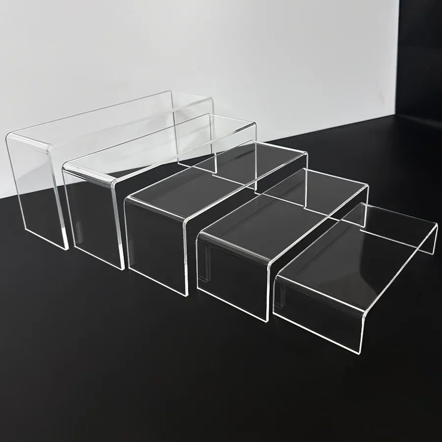 U-shaped transparent acrylic display stand - Multi-layer minimalist design, suitable for dolls, statues, jewelry, cosmetics Qme