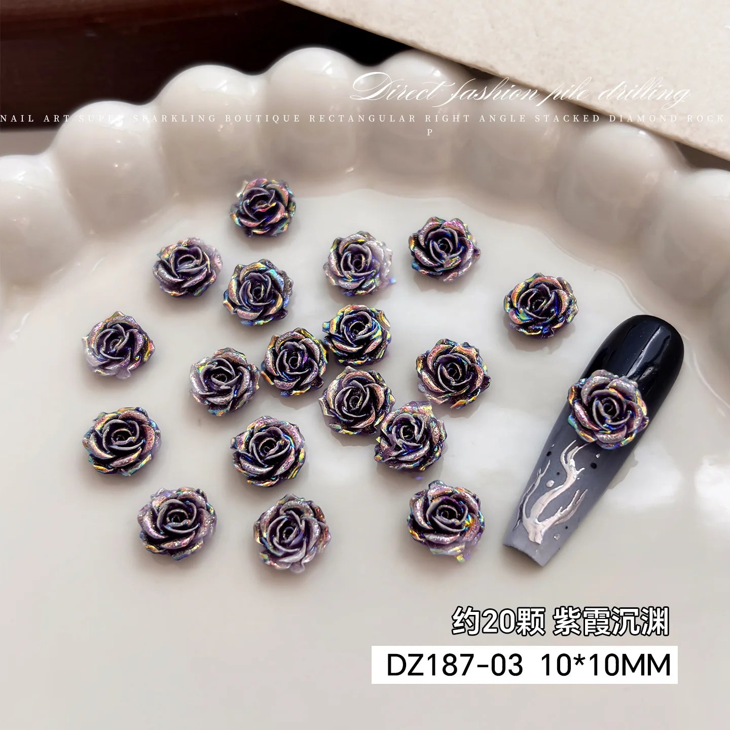 3D Rose Butterfly Nail Charms, Resin Gradient Rose Camellia Flower Insect Flat Back Nail Art Decorations for DIY Press on Nails Qme rose-C about 20pcs