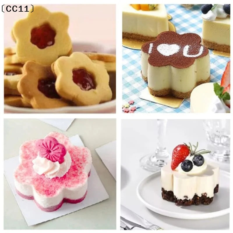Flower-shaped Tart Mold Hole Ring Stainless Steel Bottom Tower Fruit Qme