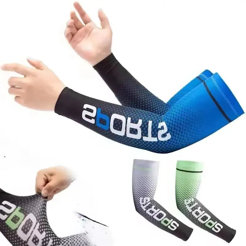 Ice Silk UV Protection Arm Sleeves Unisex Cooling Anti-Slip Breathable For Cycling Driving Outdon Outdoor Sports Cycling Sleeves Qme