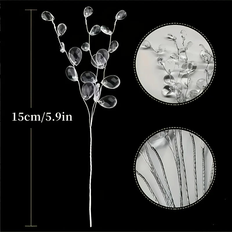 Artificial White Plastic Flower Hanging Ice Vine,Christmas Tree Decor,Wedding Prop,DIY Transparent Drop Hanging Ornament Qme