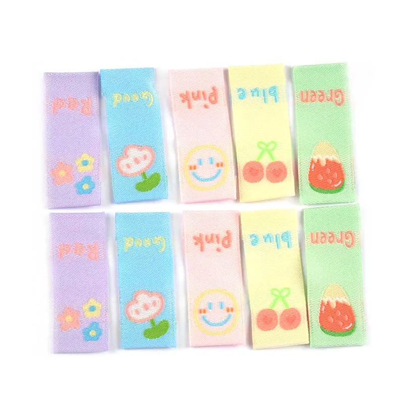 50pcs Cute Cartoon Flower Kids Clothes Labels For Sewing Accessories Embroidery Tags DIY Hats Bags Crafts Garment Supplies c3614 Qme random mixed