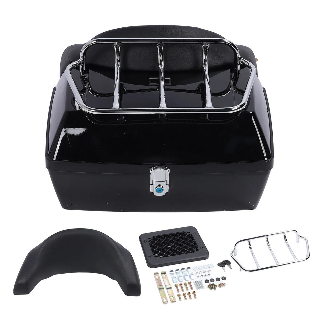 Motorcycle Rear Storage Box 48L ABS Luggage Case Quick Release Motorbike Tail Storage Box Waterproof and Shock Absorption Qme Black