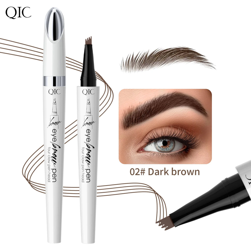 QIC Waterproof Microblading Eyebrow Pen - 4 Split Head, Natural Look Brow Makeup in 4 Colors for All Skin Types Qme Q709-2