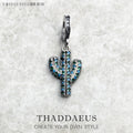 Blue Cactus Charm Fine Jewelry Europe Club Trendy Women Gift In 925 Sterling Silver Qme Ring